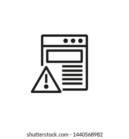Web page alert line icon. Screen, internet, firewall. Data science concept. Vector illustration can be used for topics like information technology, data protection, computer usage