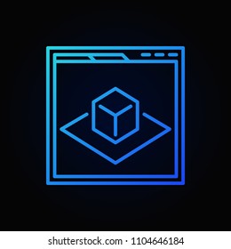 Web page with AR vector blue concept icon or symbol in thin line style on dark background