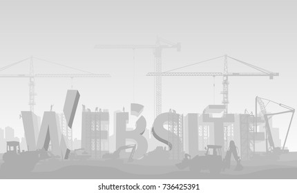 web page banner site under construction in early morning fog