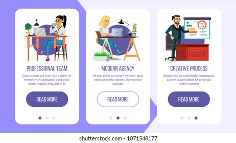 Web Page Banners Vector. Business Background. Financial Statistics. Cartoon Team. Electronic Backdrop. Illustration
