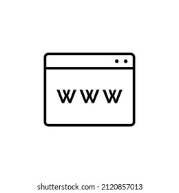 Web page black line icon. Opened browser window. Search page. Software programming. Flat isolated outline symbol, sign for illustration, logo, app, banner, web design, dev, ui, gui. Vector EPS 10