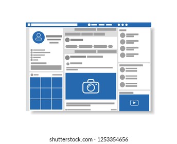 Web page browser, concept of social page interface on the laptop, vector illustration.