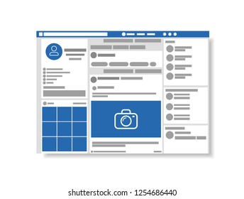 Web page browser, concept of social page interface on the laptop, vector illustration.