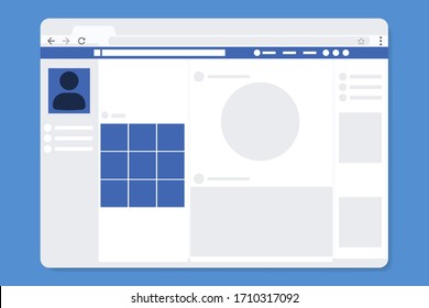 Web page browser, concept of social page Interface on the laptop. Vector illustration.

