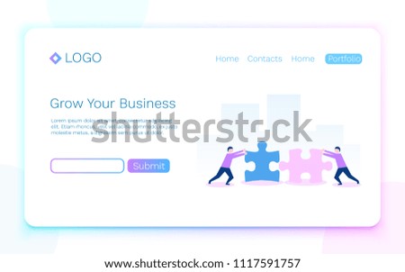 Web page. Business, teamwork and partnership concept. Landing page concept. Vector illustration