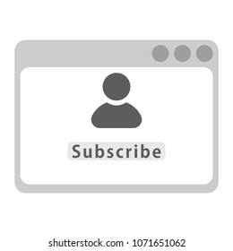 Web page with a button to subscribe to a profile, vector illustration