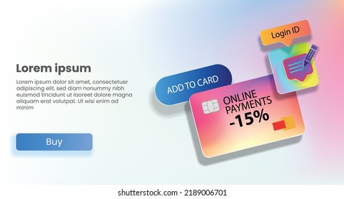 A web page with a buy button and a bank card. Vector banner