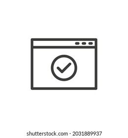 Web page with check mark icon. Approved payment or transaction.