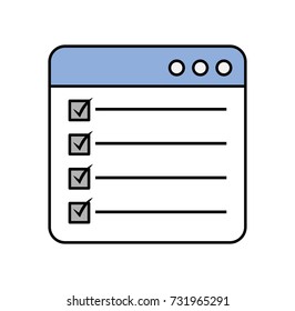 web page check mark report list flat design graphic element