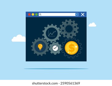 Web page. Computer diagnostics and digital technology concept. Flat vector illustration