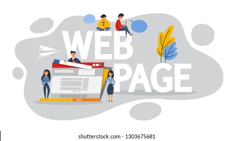 Web page concept. Digital technology and website. Internet data and personal information. Idea of SEO and network. Isolated flat vector illustration