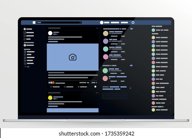 web page, concept of Social Page Interface on the laptop, social media vector illustration