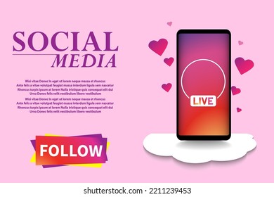 Web page concept for social media.  Promo site screen with text and button for present your app. Vector illustration. EPS10