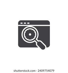 A web page content optimization vector icon. filled flat sign for mobile concept and web design. On Page SEO glyph icon. Symbol, logo illustration. Vector graphics