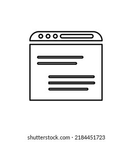 Web page content outline icon. Line art vector.