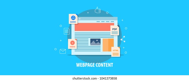 Web page content - Website content optimization - web page programming flat vector banner illustration