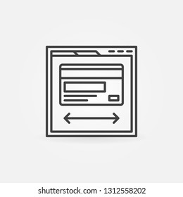 Web page with credit card icon or symbol in thin line style