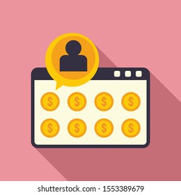 Web page crowdfunding icon. Flat illustration of web page crowdfunding vector icon for web design