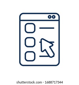web page with cursor icon over white background, line style, vector illustration