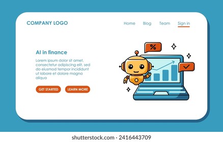 Web page design about using AI in business and finance. Chat bot assistant for online applications.