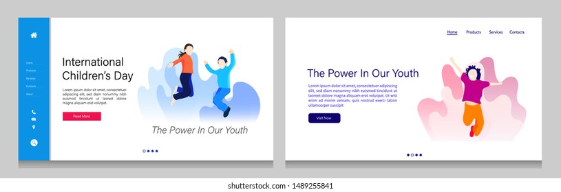 Web page design of children's day. Landing page vector illustration concepts for universal children's day. Children vector illustration.