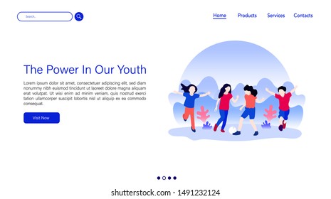 Web Page Design Of Children's Day. Landing Page Vector Illustration Concepts For Universal Children's Day. Children Vector Illustration.