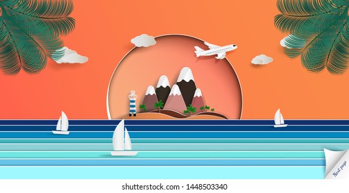 Web page design is during the summer. and the vast sea. and about travel.and vacations during the holidays. and a design Origami or paper art.and sailboat on the ocean.and illustration or background.
