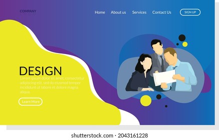 web page design. editable website home page  with business men vector illustration