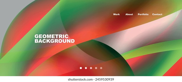 Web page design with geometric elements - circle and wave. Techno art concept. Vector Illustration For Wallpaper, Banner, Background, Card, Book Illustration, landing page