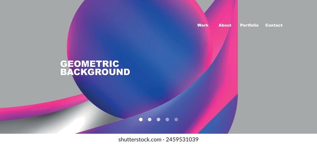 Web page design with geometric elements - circle and wave. Techno art concept. Vector Illustration For Wallpaper, Banner, Background, Card, Book Illustration, landing page