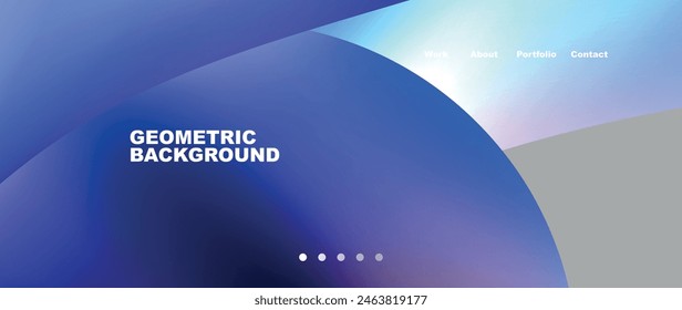 Web page design with geometric elements - circle and wave. Techno art concept. Vector Illustration For Wallpaper, Banner, Background, Card, Book Illustration, landing page