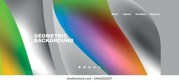Web page design with geometric elements - circle and wave. Techno art concept. Vector Illustration For Wallpaper, Banner, Background, Card, Book Illustration, landing page