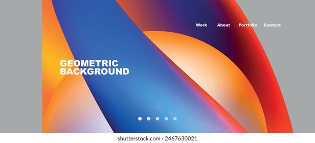 Web page design with geometric elements - circle and wave. Techno art concept. Vector Illustration For Wallpaper, Banner, Background, Card, Book Illustration, landing page