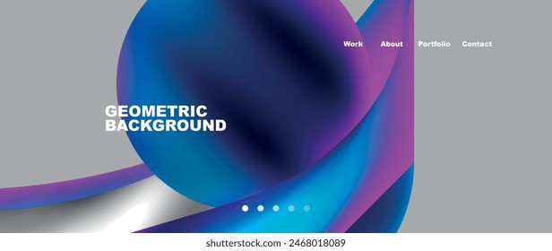 Web page design with geometric elements - circle and wave. Techno art concept. Vector Illustration For Wallpaper, Banner, Background, Card, Book Illustration, landing page