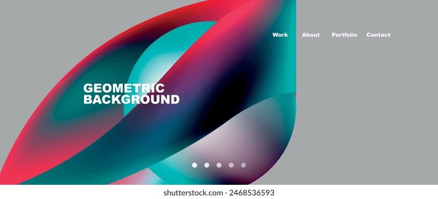 Web page design with geometric elements - circle and wave. Techno art concept. Vector Illustration For Wallpaper, Banner, Background, Card, Book Illustration, landing page
