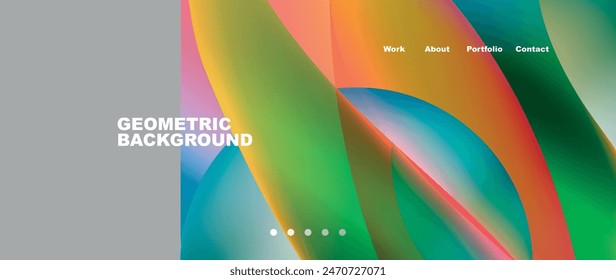 Web page design with geometric elements - circle and wave. Techno art concept. Vector Illustration For Wallpaper, Banner, Background, Card, Book Illustration, landing page