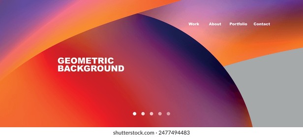Web page design with geometric elements - circle and wave. Techno art concept. Vector Illustration For Wallpaper, Banner, Background, Card, Book Illustration, landing page