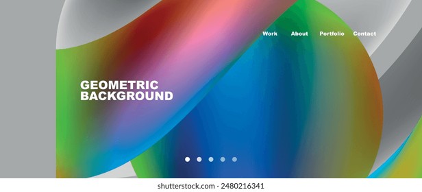 Web page design with geometric elements - circle and wave. Techno art concept. Vector Illustration For Wallpaper, Banner, Background, Card, Book Illustration, landing page