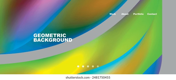 Web page design with geometric elements - circle and wave. Techno art concept. Vector Illustration For Wallpaper, Banner, Background, Card, Book Illustration, landing page