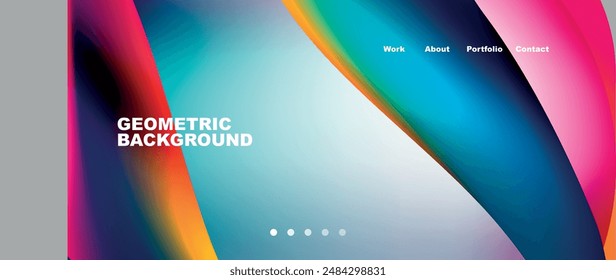 Web page design with geometric elements - circle and wave. Techno art concept. Vector Illustration For Wallpaper, Banner, Background, Card, Book Illustration, landing page