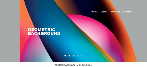 Web page design with geometric elements - circle and wave. Techno art concept. Vector Illustration For Wallpaper, Banner, Background, Card, Book Illustration, landing page