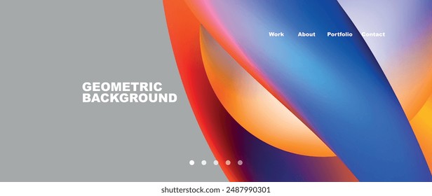 Web page design with geometric elements - circle and wave. Techno art concept. Vector Illustration For Wallpaper, Banner, Background, Card, Book Illustration, landing page