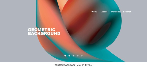 Web page design with geometric elements - circle and wave. Techno art concept. Vector Illustration For Wallpaper, Banner, Background, Card, Book Illustration, landing page
