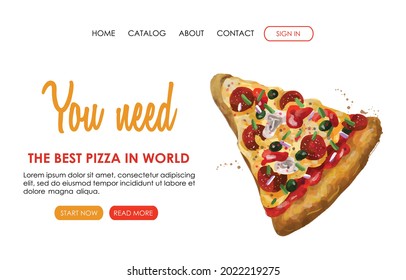 Diseño de páginas web para restaurante italiano, pizza, cocina, pedido de comida, comida rápida. Ilustración vectorial para afiches, banner, desarrollo de sitios web, volante, menú.