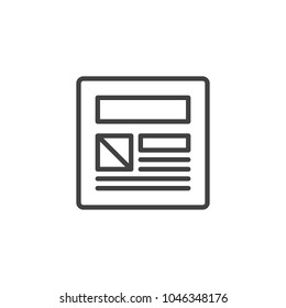 Web page design outline icon. linear style sign for mobile concept and web design. Website design simple line vector icon. Symbol, logo illustration. Pixel perfect vector graphics