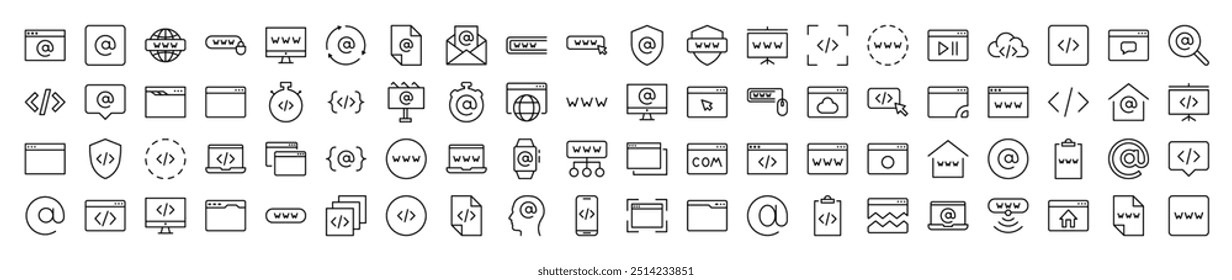 Web Page, Design, Programming Picture Collection. Editable Stroke. Perfect for Infographics, Articles, Books, Flyers, Banners