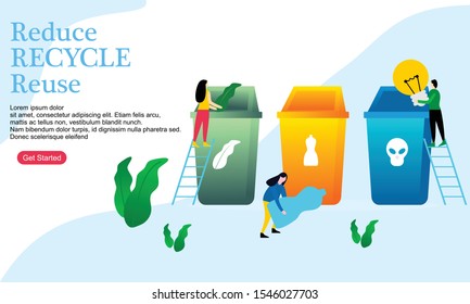 Web page design for recycling garbage illustration logo