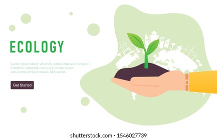 Web page design for recycling garbage illustration logo