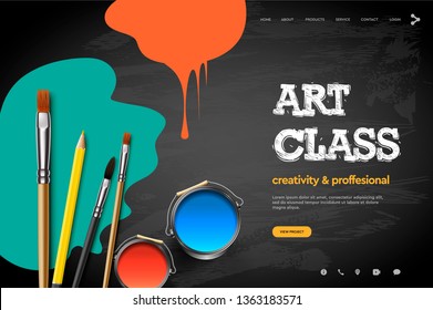 Web page design template for Art Class, studio, course, class, education. Modern design vector illustration concept for website and mobile website development.