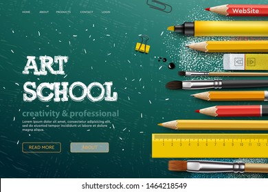 Web page design template for Art School, studio, course, class, education. Modern design vector illustration concept for website and mobile website development.